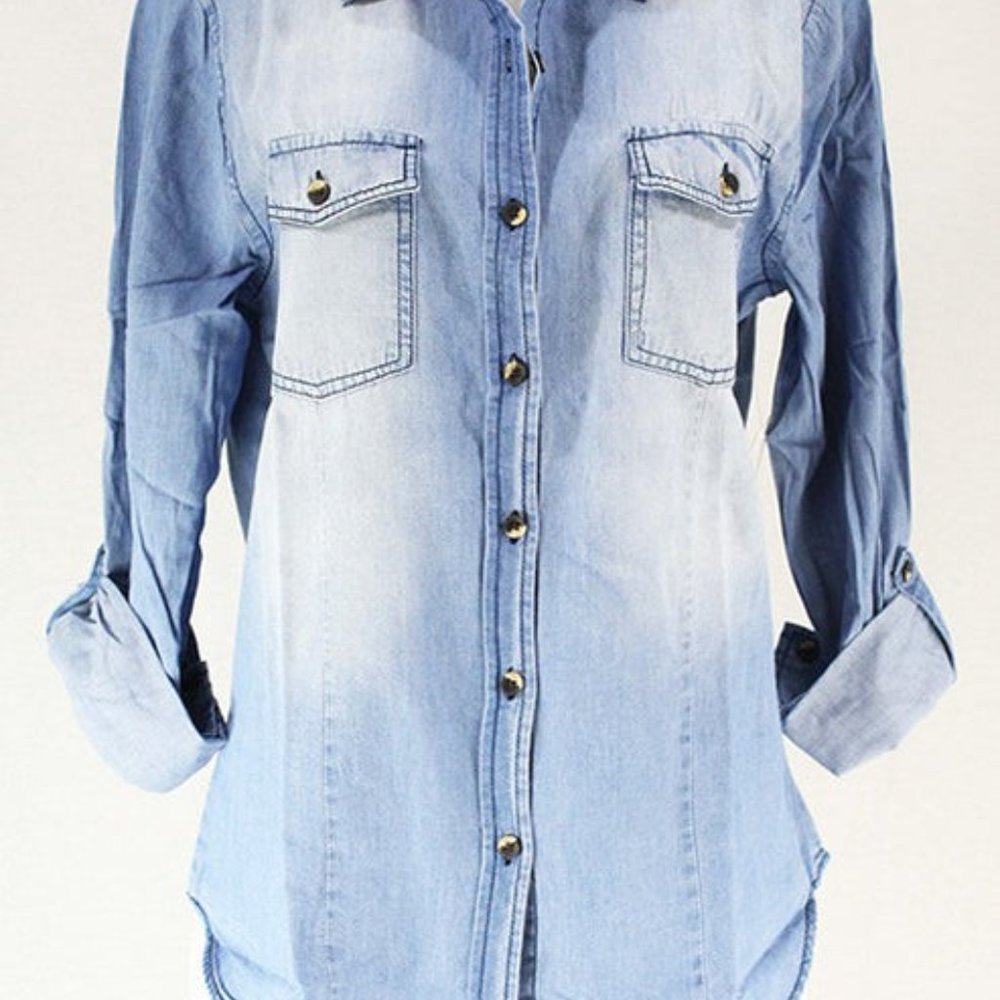 Passport Denim Blue Faded Button Shirt